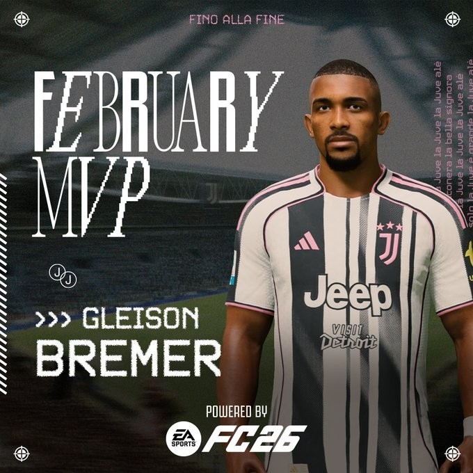 5场2球！官方：布雷默当选尤文图斯二月份最佳球员